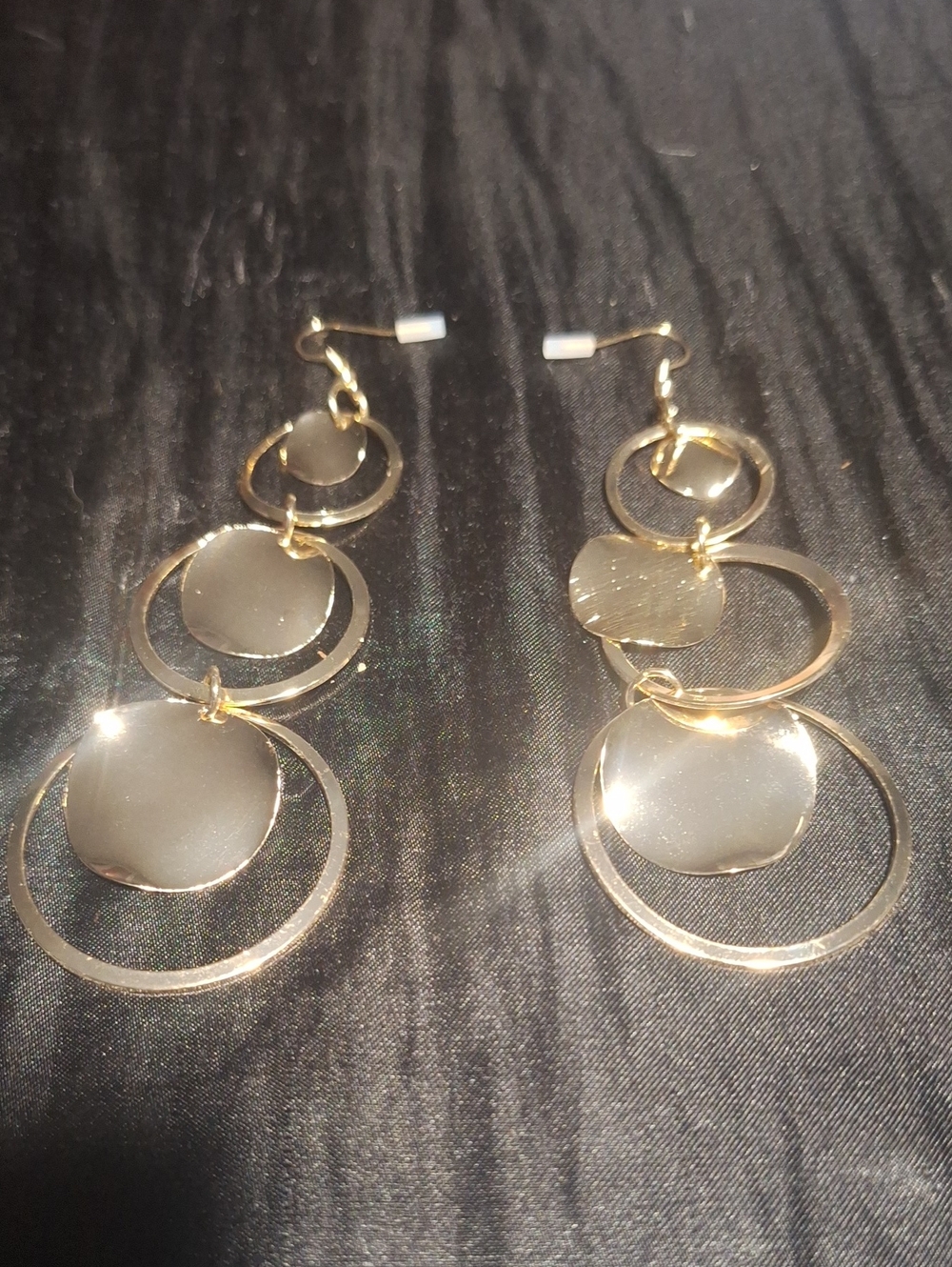 Gold Triple Circle Drop Earrings - Women Jewelry